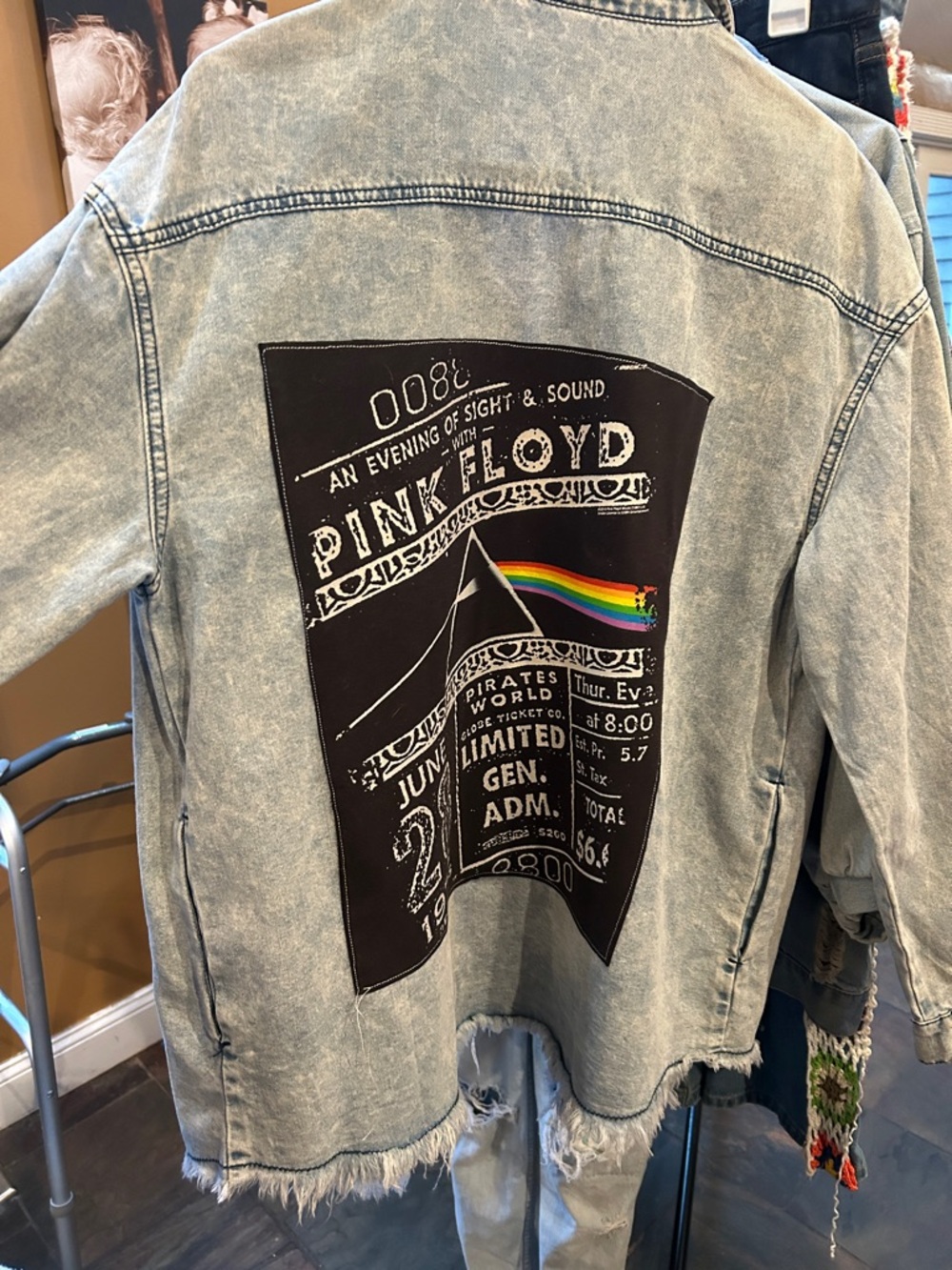 Upcycled Pink Floyd Distressed Shacket